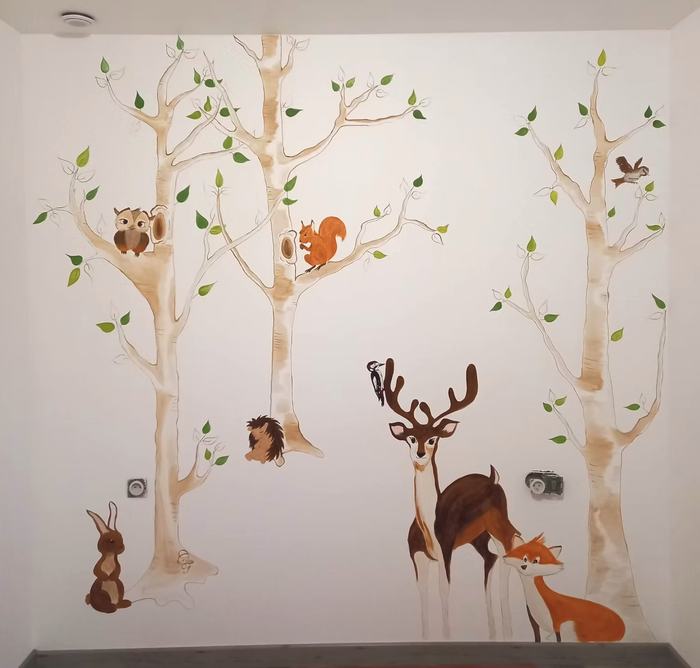 Fresque murale animaux de la forêt chambre enfant